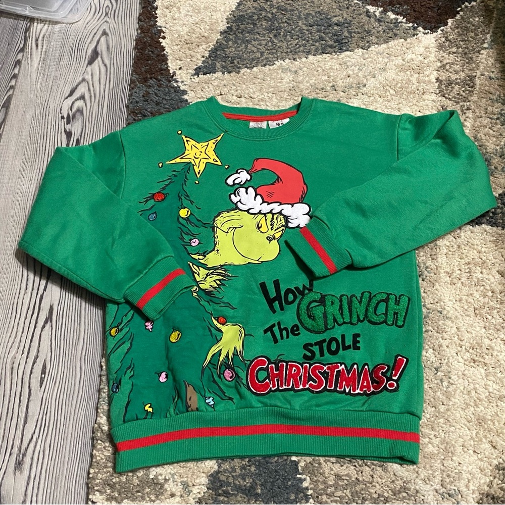 Dr. Seuss Green Grinch Christmas Sweatshirt Kids Size 8‎